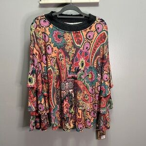 NWT Ivy Jane Ruffled Sleeve knit Sweater Top XL